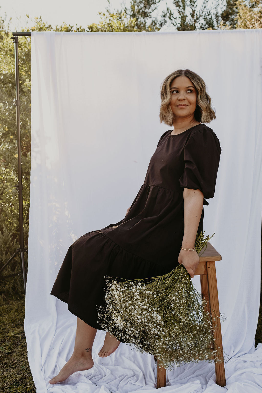 2 Tiered Midi Dress - Poplin