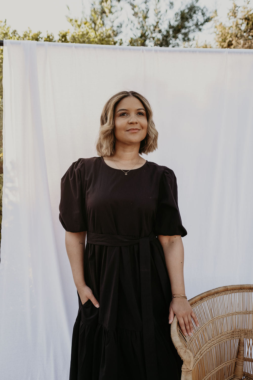 2 Tiered Midi Dress - Poplin