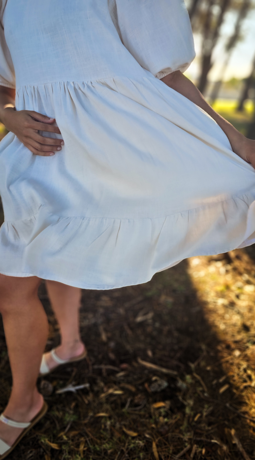 2 Tiered Short Dress - Linen