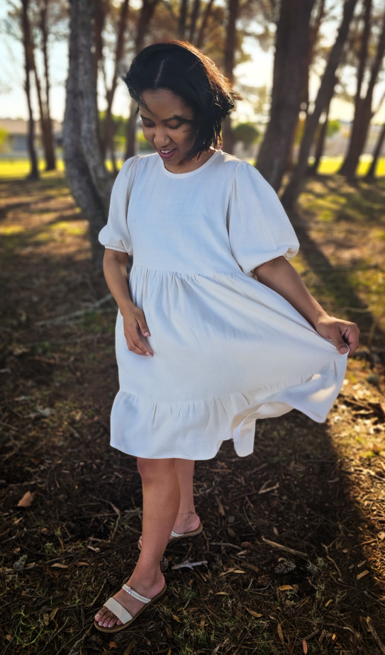 2 Tiered Short Dress - Linen