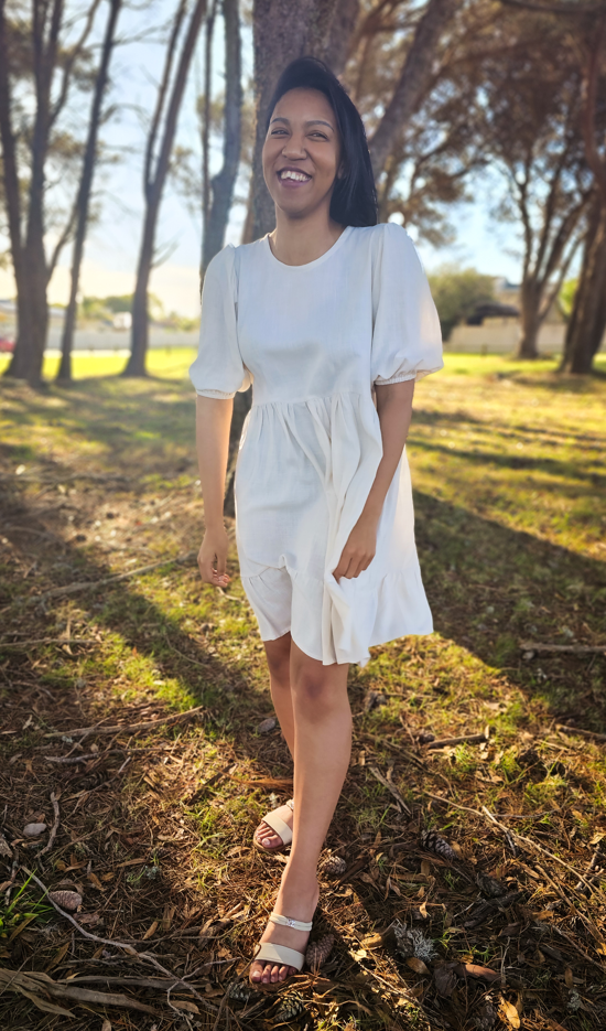 2 Tiered Short Dress - Linen