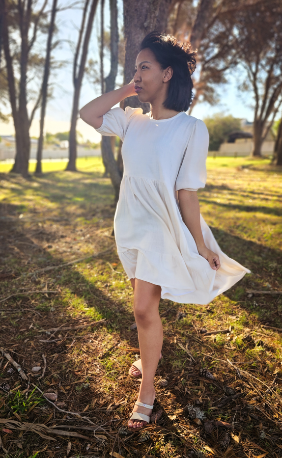 2 Tiered Short Dress - Linen