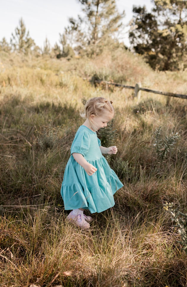 Tiered Puff Sleeve Girls Dress - Recycled Plastic