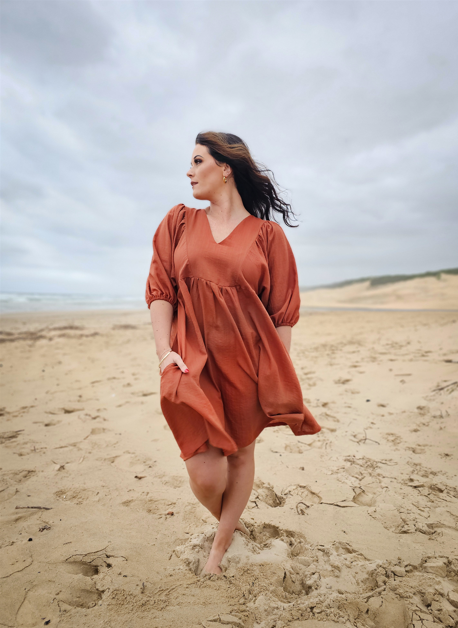 Boho Short Dress - Linen Blend - Offcut Range