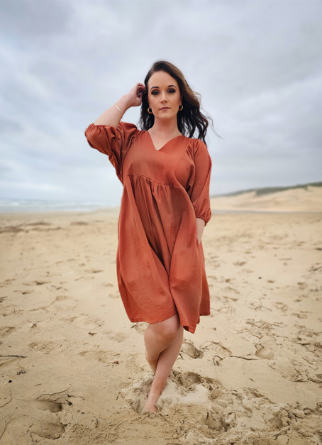 Boho Short Dress - Linen Blend - Offcut Range