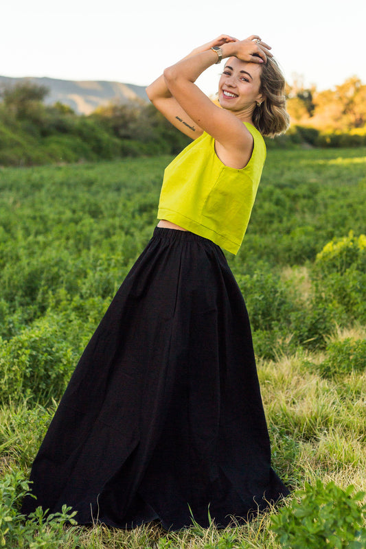 A-line Linen Cotton Maxi Skirt