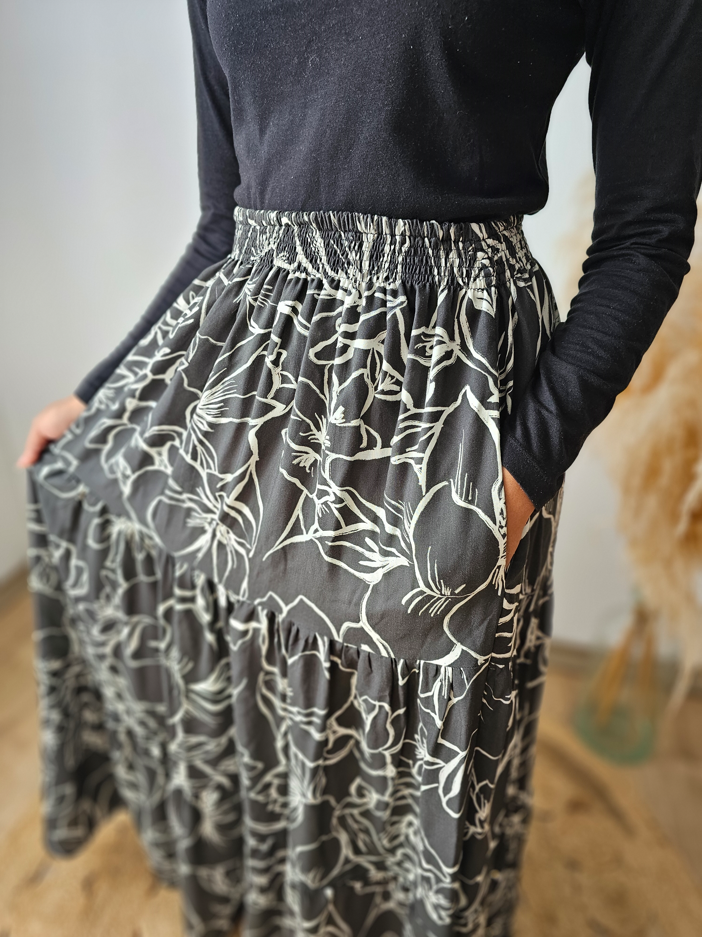 3 Tiered Midi Skirt - Tencel