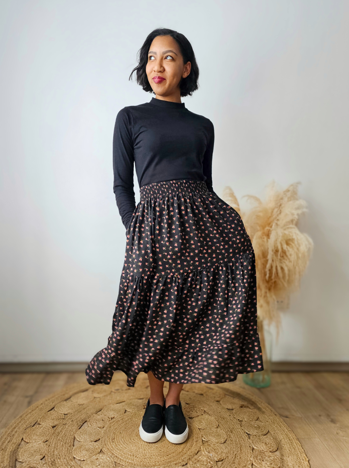 3 Tiered Midi Skirt - Tencel