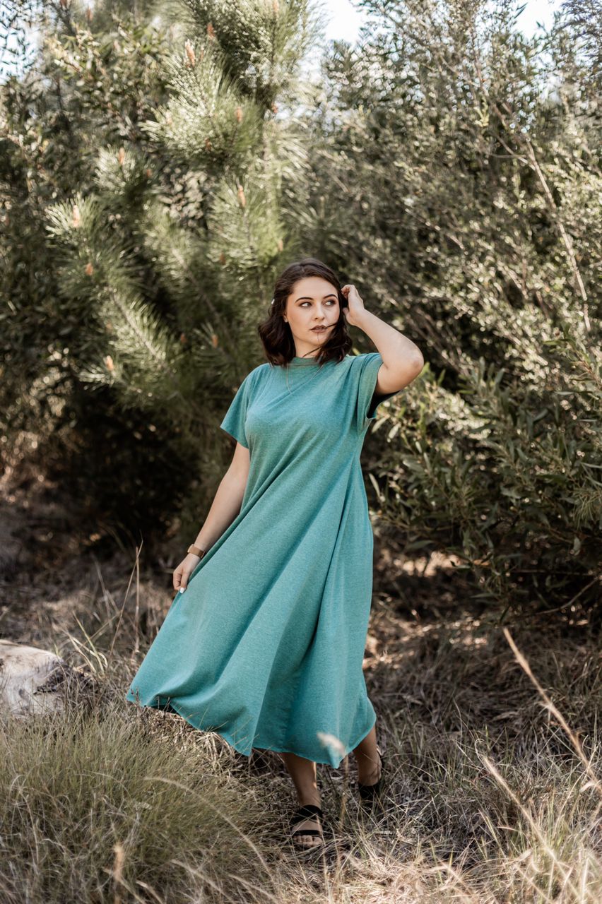 T-shirt dress - classic with rounded collar