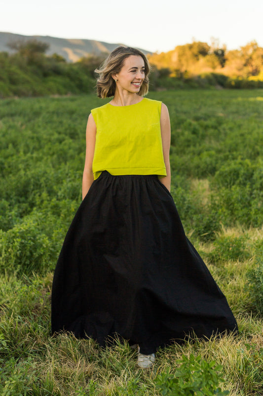 A-line Linen Cotton Maxi Skirt