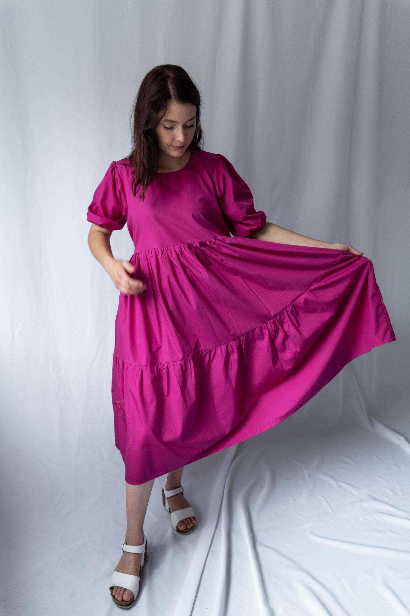 2 Tiered Midi Dress - Poplin