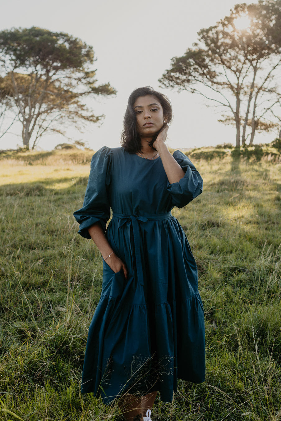 2 Tiered Midi Dress (Non-stretch Fabric)