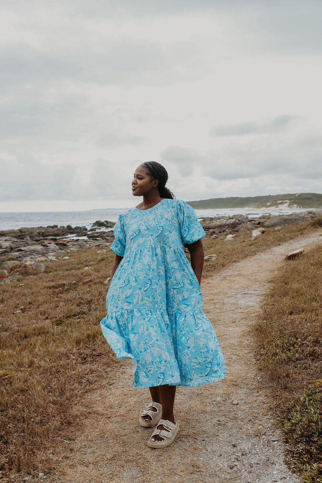 2 Tiered Midi Dress - Poplin