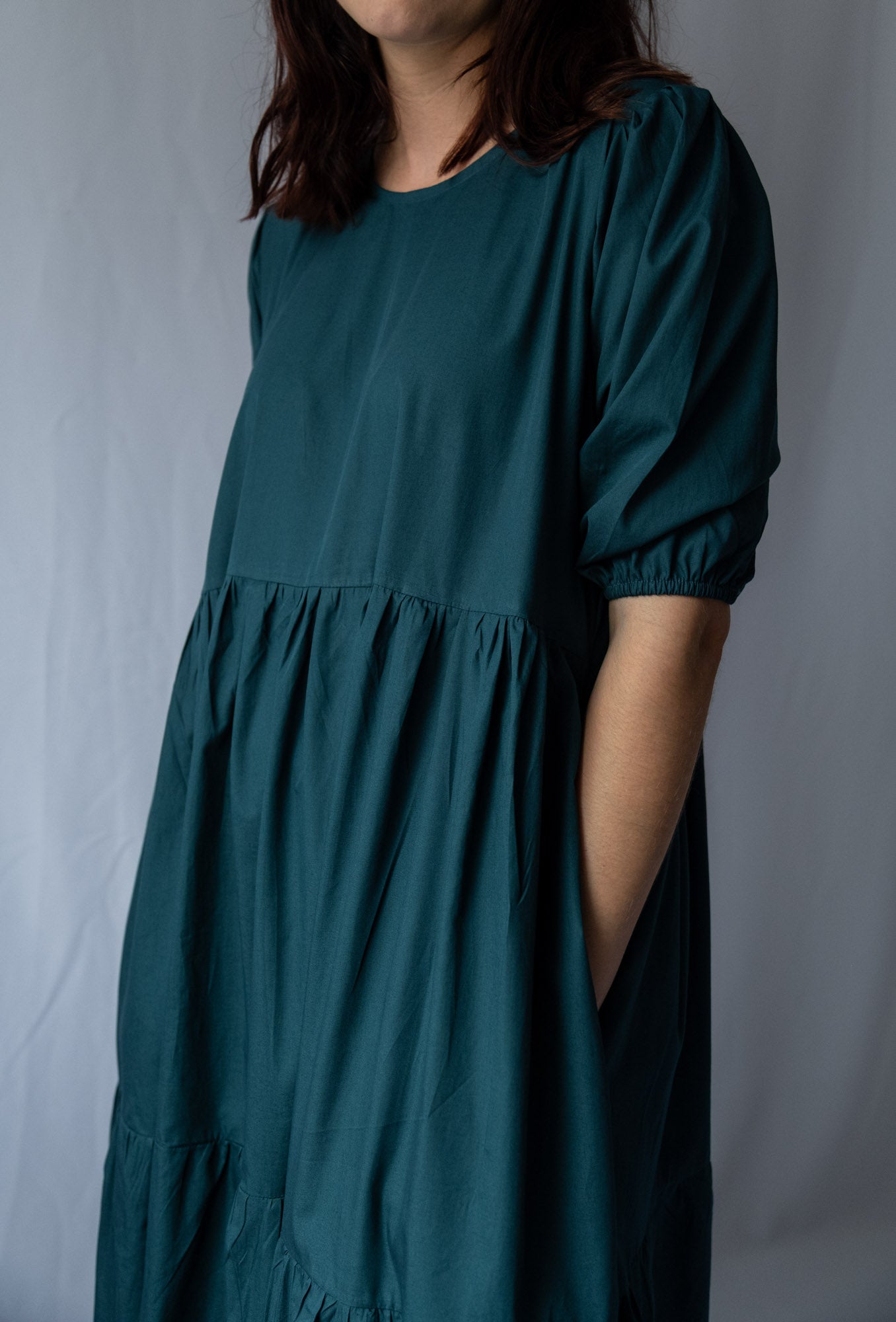 2 Tiered Midi Dress - Poplin