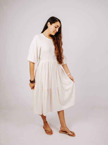 2 Tiered Midi Dress - Linen