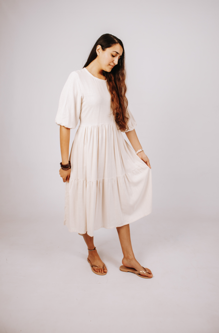 2 Tiered Midi Dress - Linen