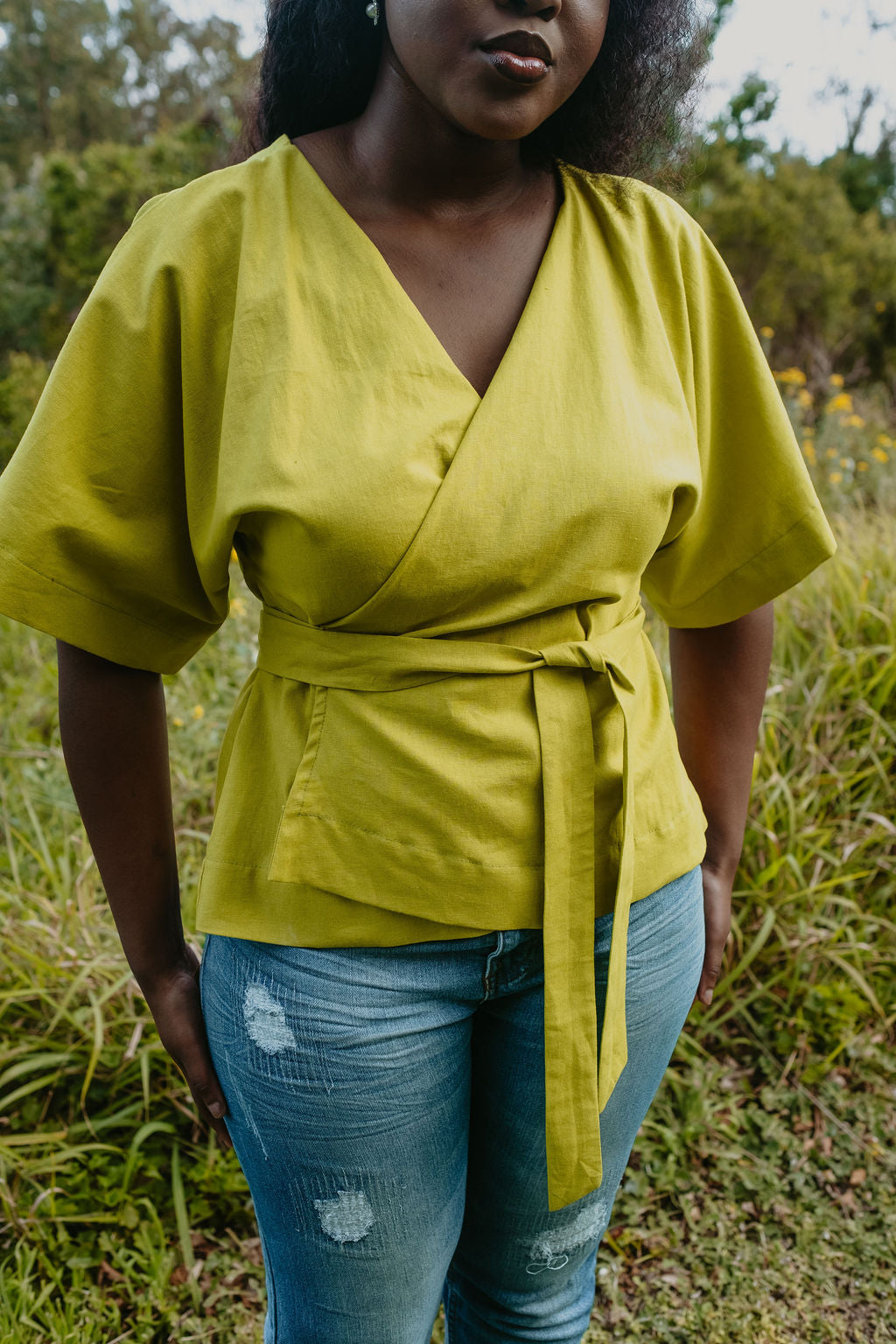 Linen Cotton Wrap Top