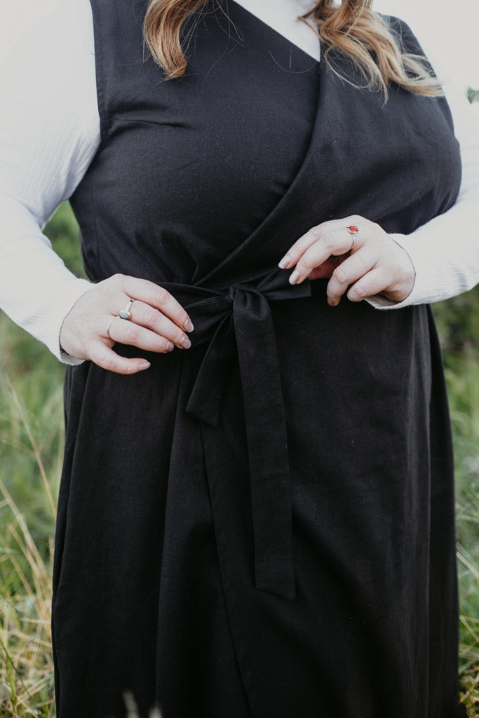 Sleeveless Linen Cotton Wrap Dress
