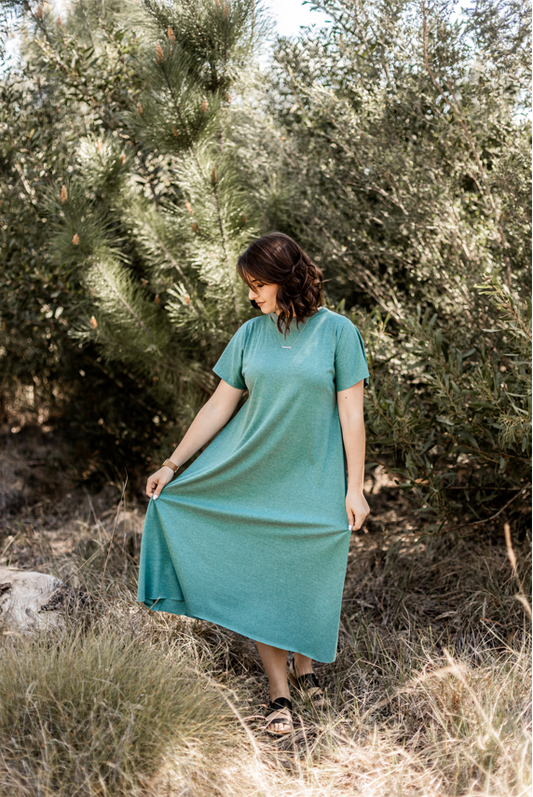 T-shirt dress - classic with rounded collar